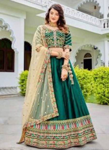 Green Colour Aahvan Sonika Bridal Wear Exclusive Silk Lehenga Choli Collection 902